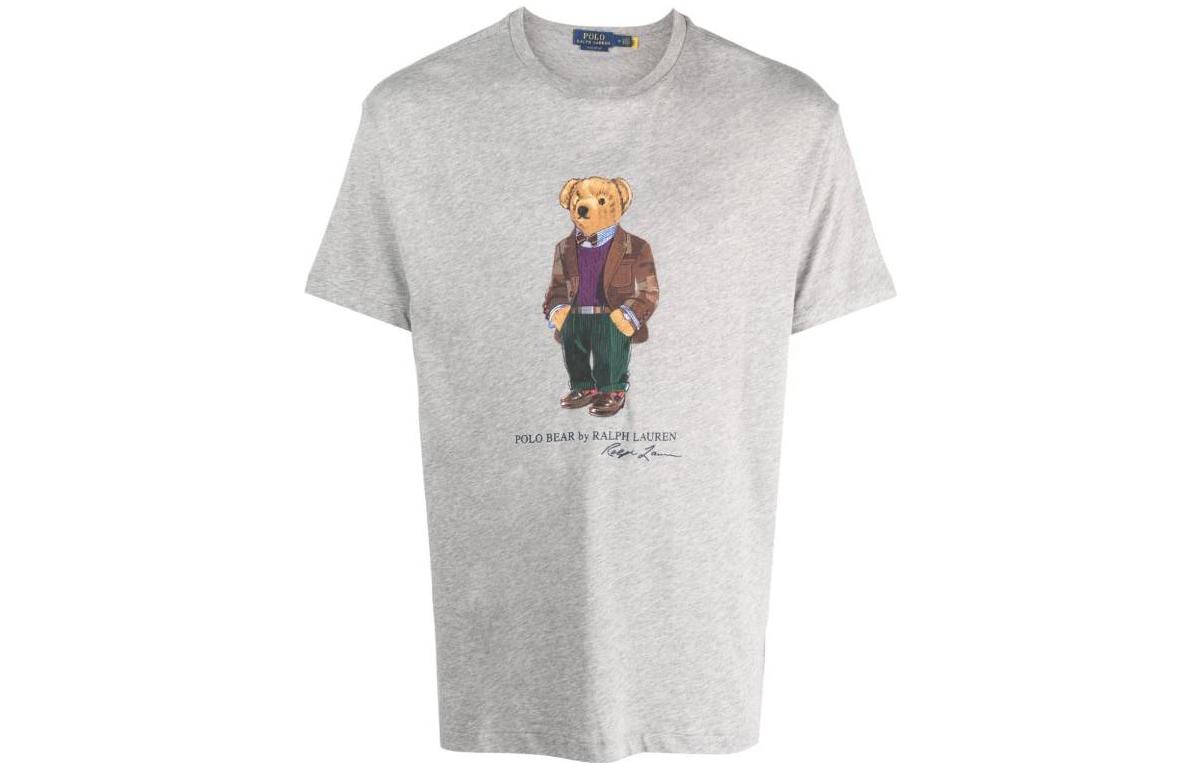 

Футболка из хлопка с принтом медведя поло Polo Ralph Lauren, серый