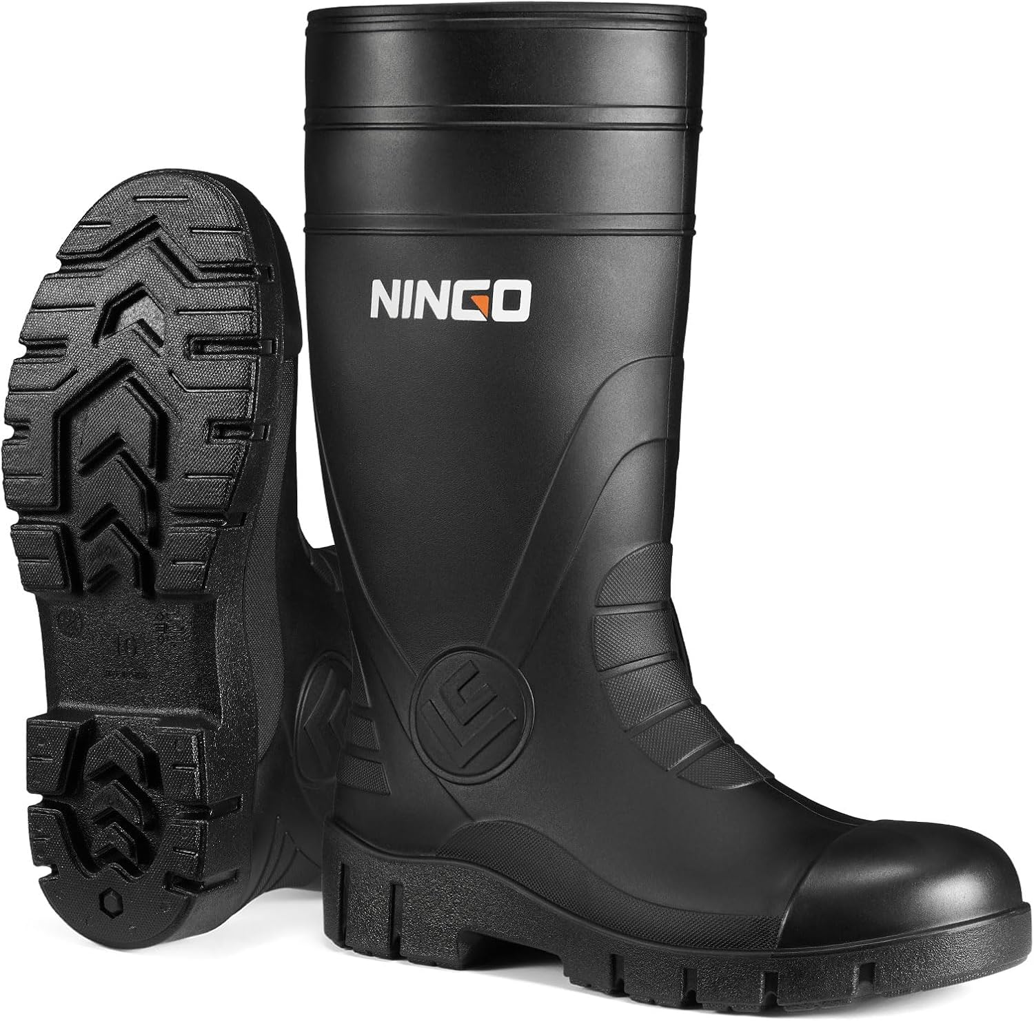 

Мужские резиновые сапоги NINGO с стальным носком, водонепроницаемые PVC-сапоги с защитой от проколов и скольжения, высокие резиновые сапоги для дождя и грязи на улице, прочная обувь для рыбалки, сада и сельского хозяйства, черный