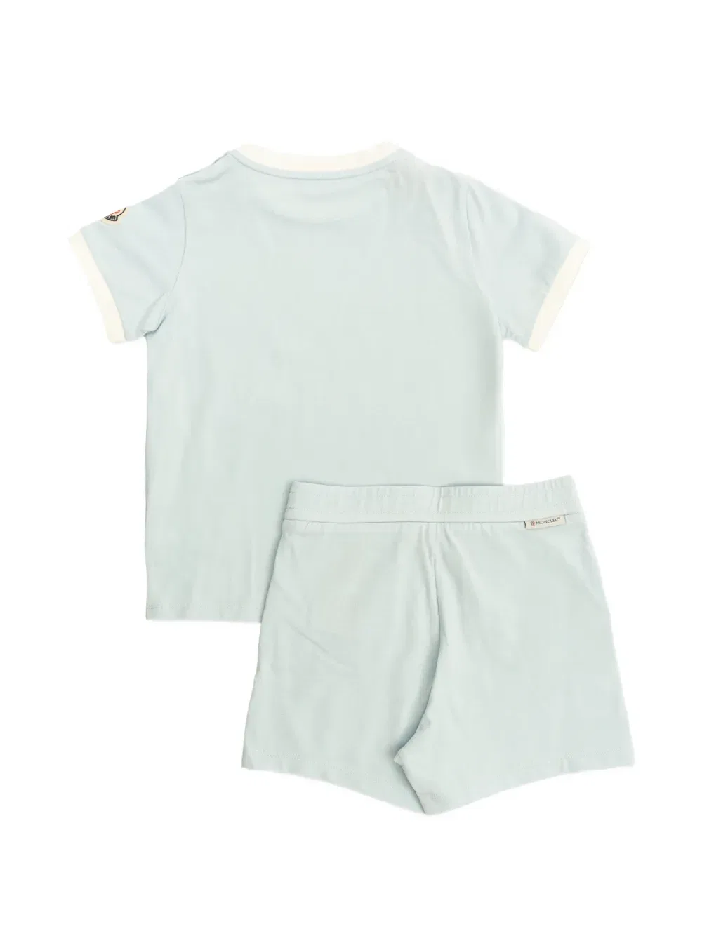 Комплект из хлопковой футболки и шорт с логотипом Moncler Enfant, синий — фото 2