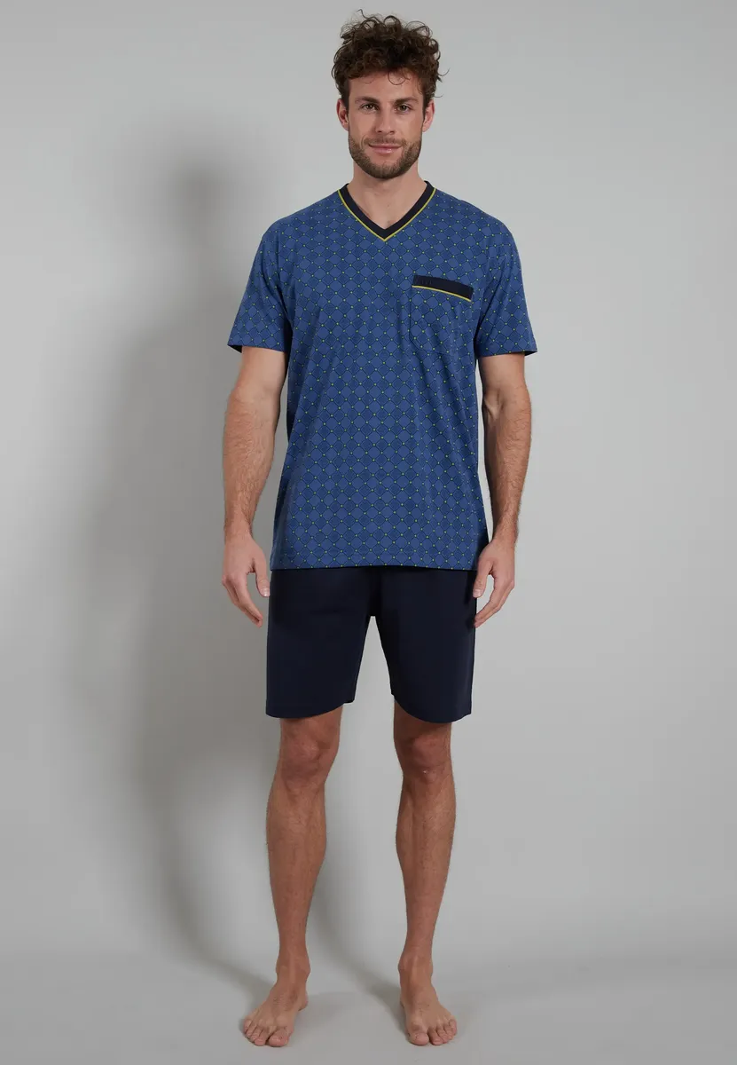

GÖTZBURG Shorty (2 шт.), стильный дизайн и желтые акценты, цвет Blau-Mittel-Allover