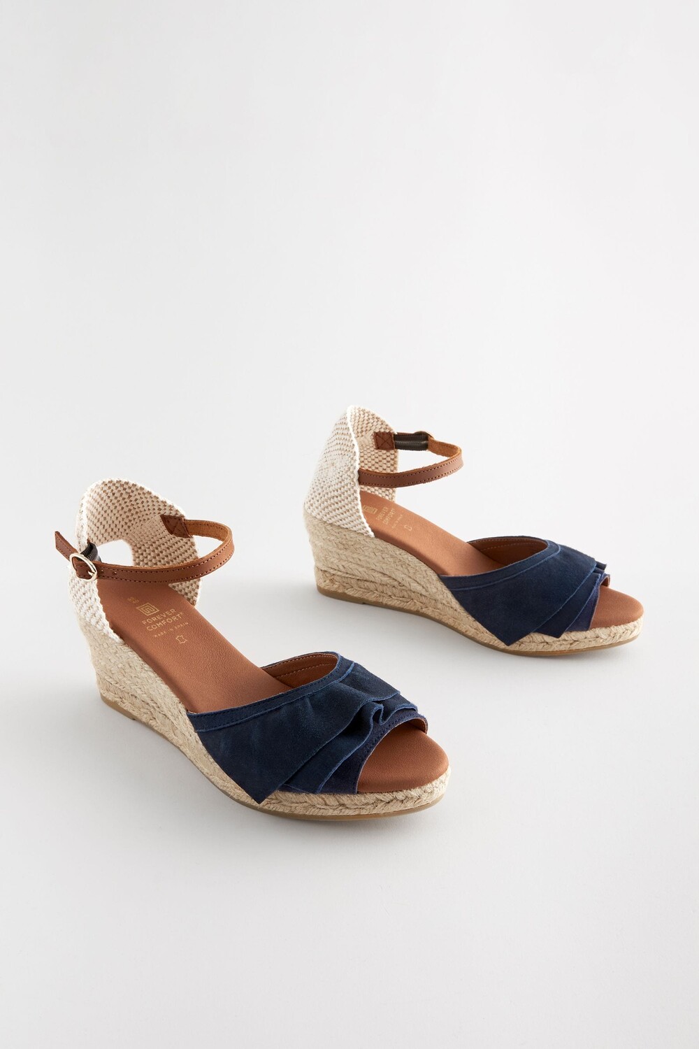 Кожаные туфли на танкетке Forever Comfort с оборками Next, синий