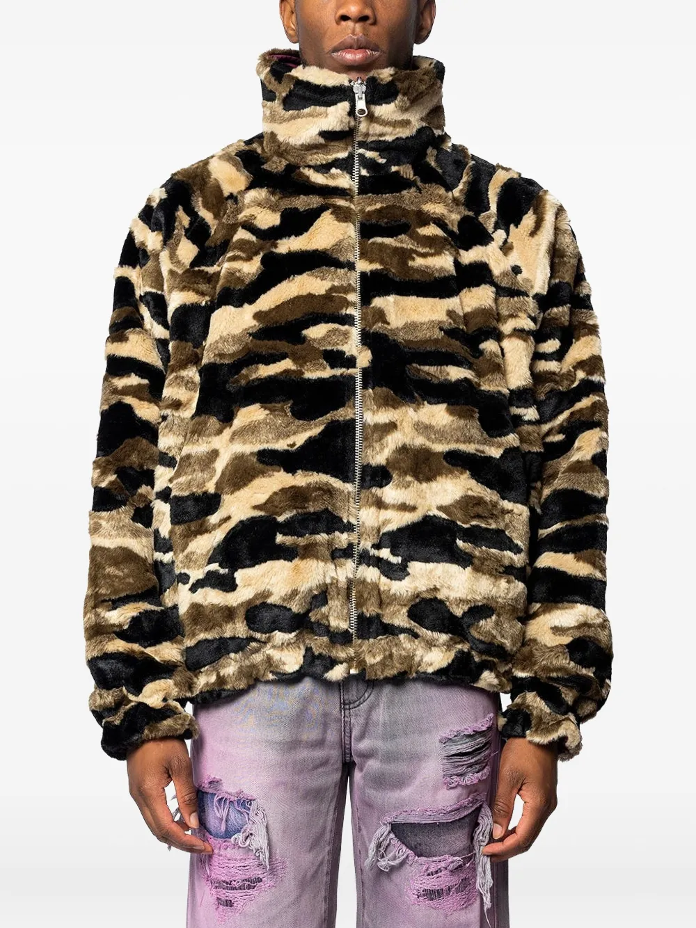 

Куртка с высоким воротником и камуфляжным принтом PDF CHANNEL, нейтральный