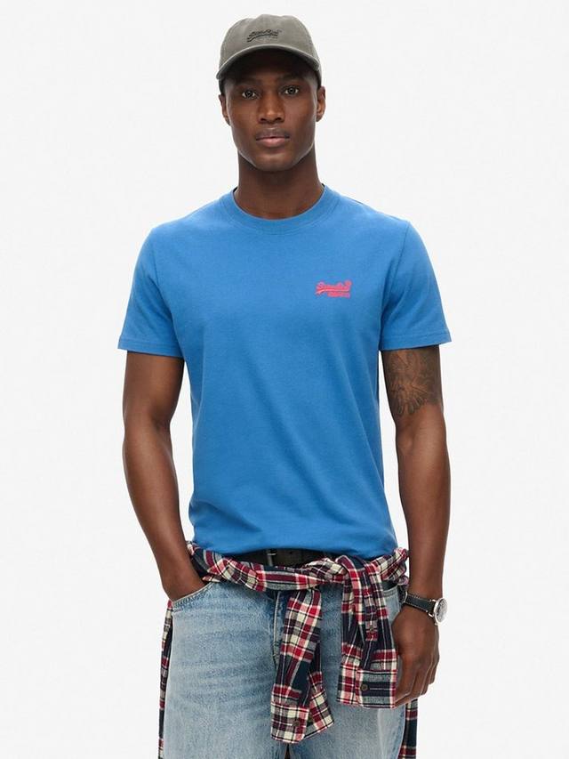 

Футболка с логотипом essential Superdry, цвет Monaco Blue/ Coral