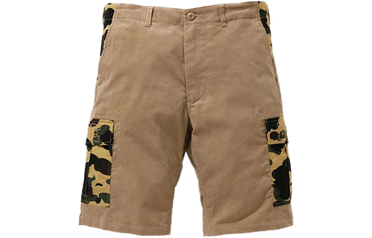 Bape 1st Camo Corduroy Wide 6Pocket Shorts A BATHING APE, Светлая Умбра — фото 2