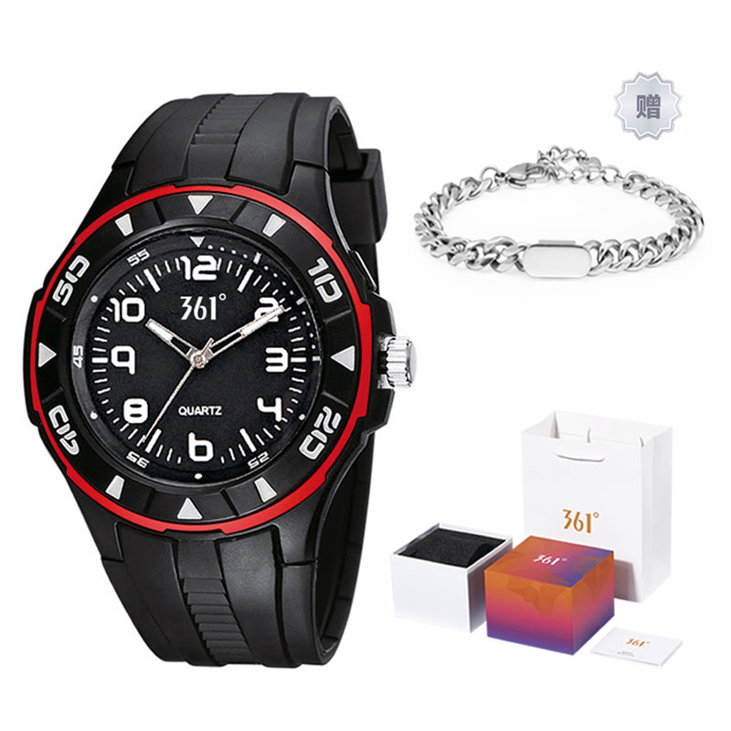 

361° Часы с кварцевым механизмом для мужчин, черный циферблат