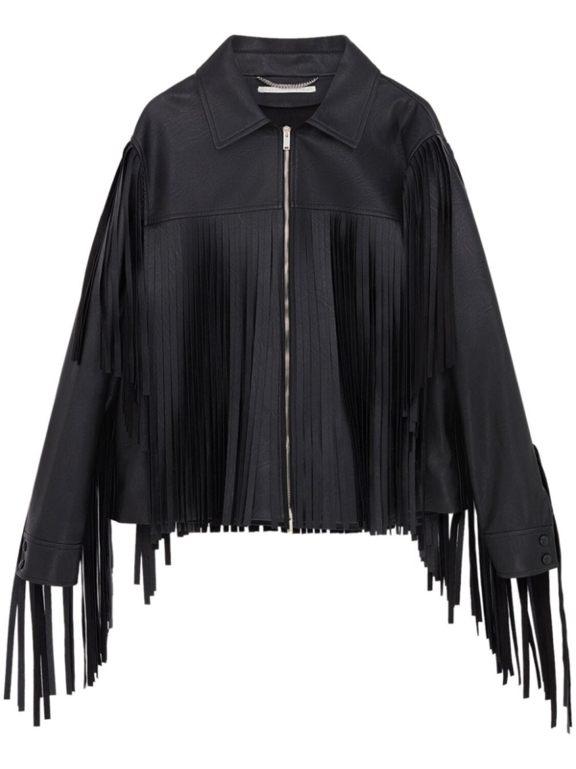 

Stella McCartney куртка на молнии с бахромой, черный