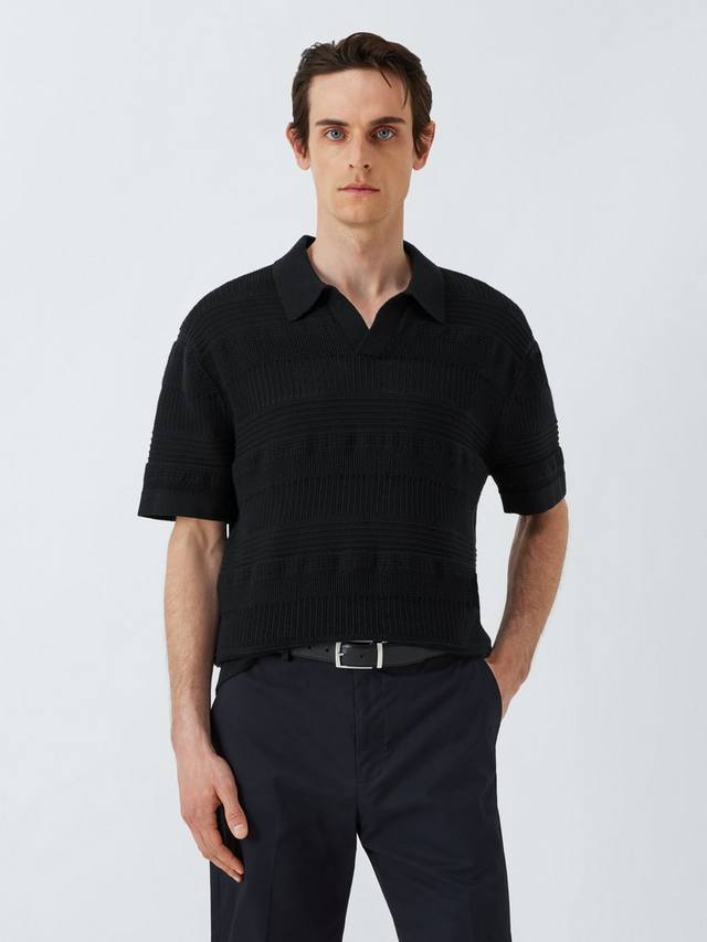 

Хлопковая поло с вязаным верхом Regular Fit Kin, Black Beauty