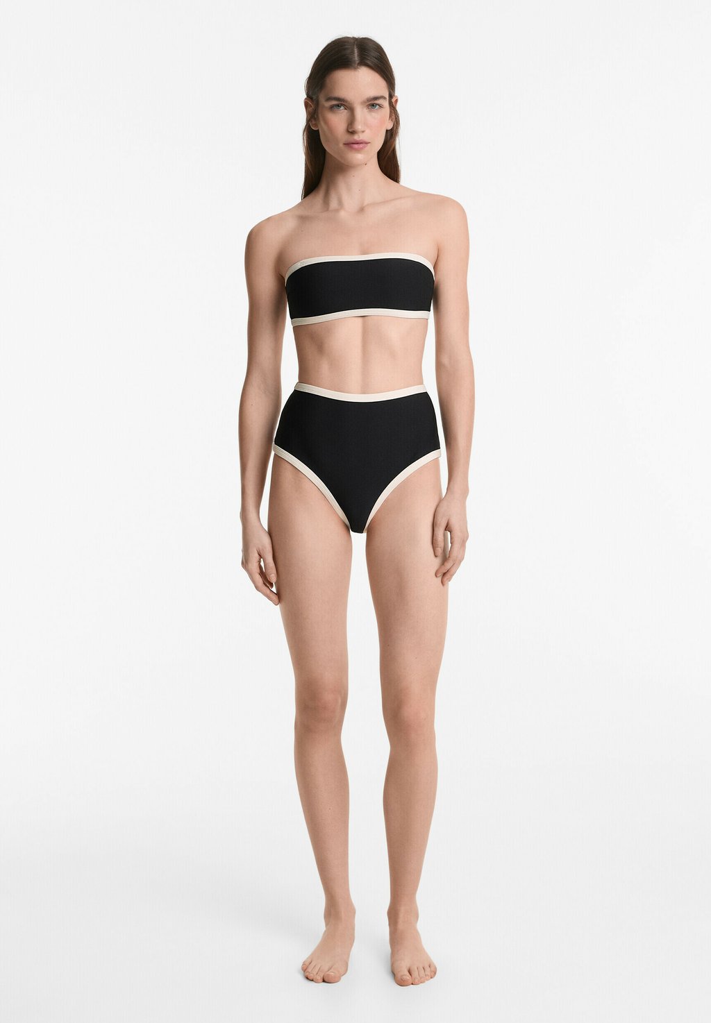 

Плавки бикини CONTRAST TRIM HIGH-WAISTED OYSHO, черный