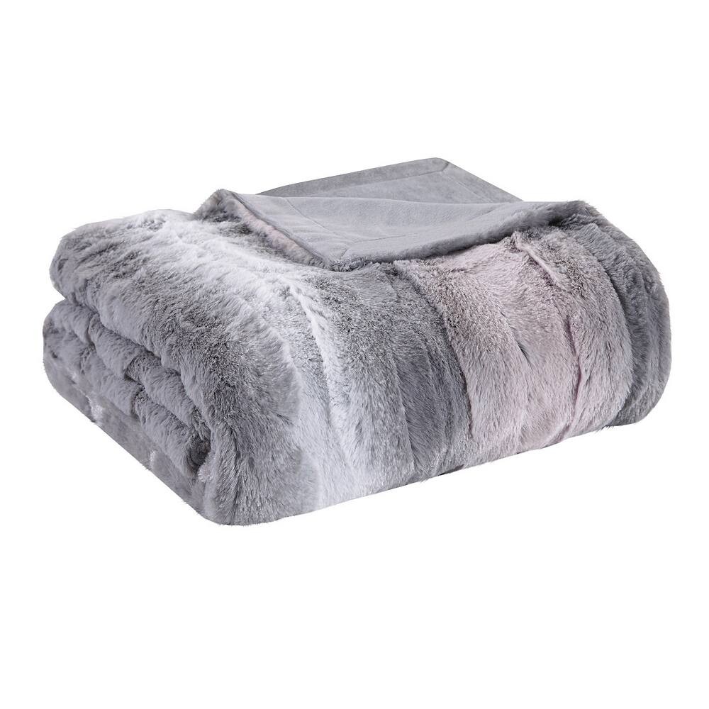 

Большое плед из искусственного меха Madison Park Marselle, цвет Gray Blush
