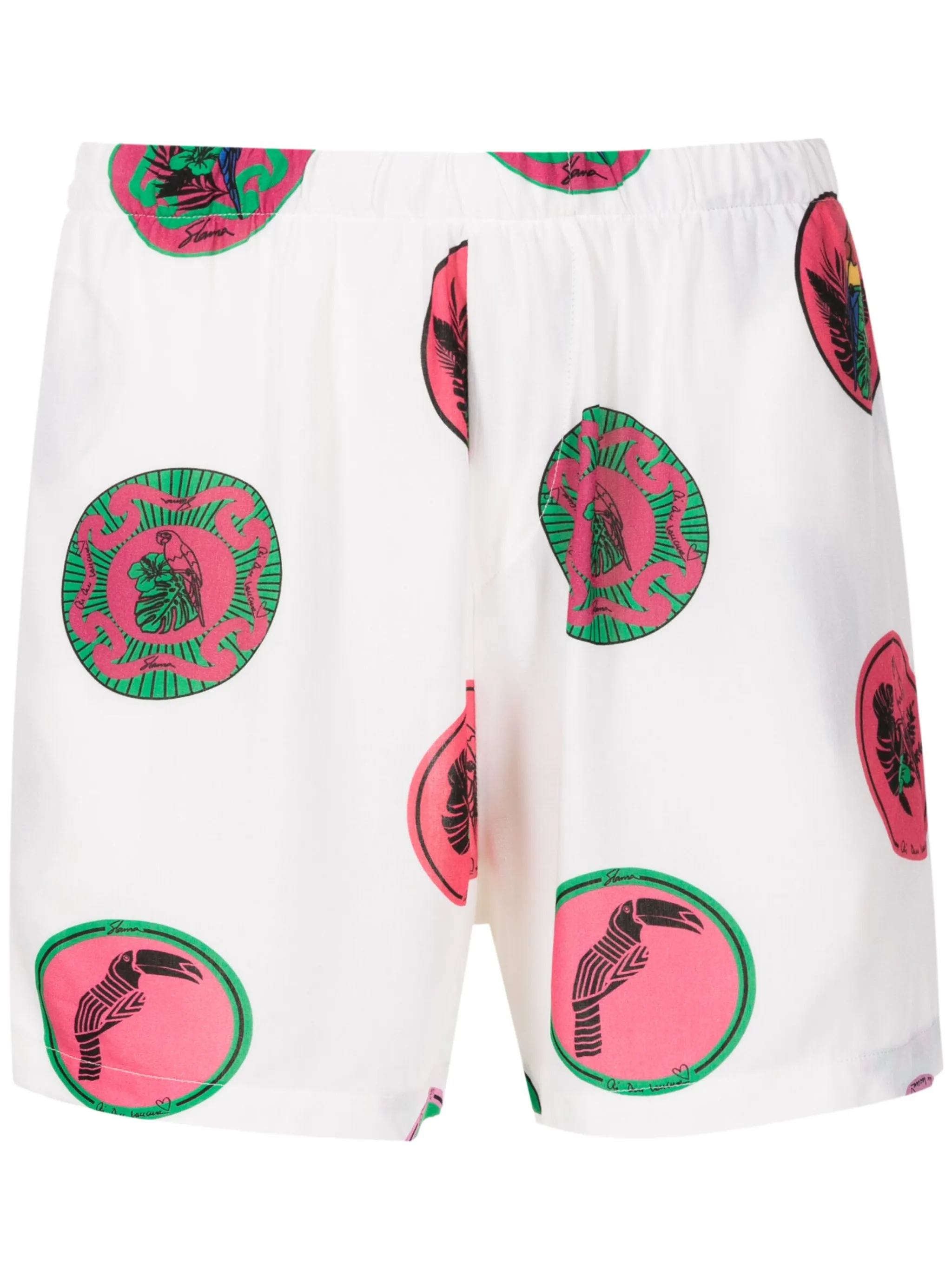 

Шорты с эластичным поясом и графичным принтом Amir Slama, белый