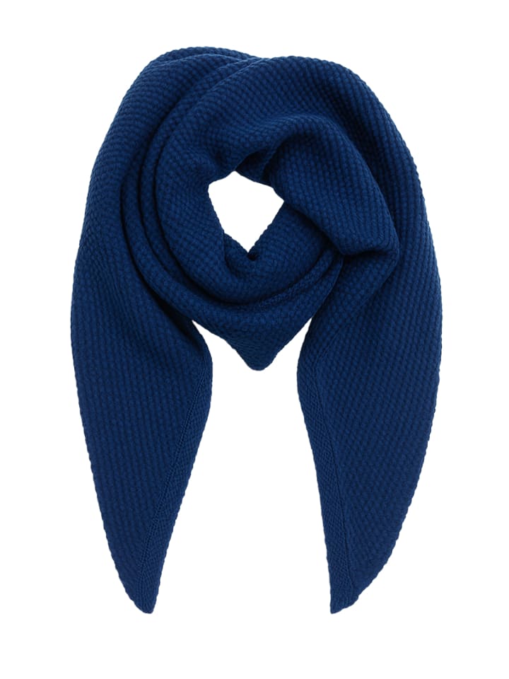 

Мягкий шарф с бахромой - аксессуар для холодных дней в темно-синем цвете. Faera