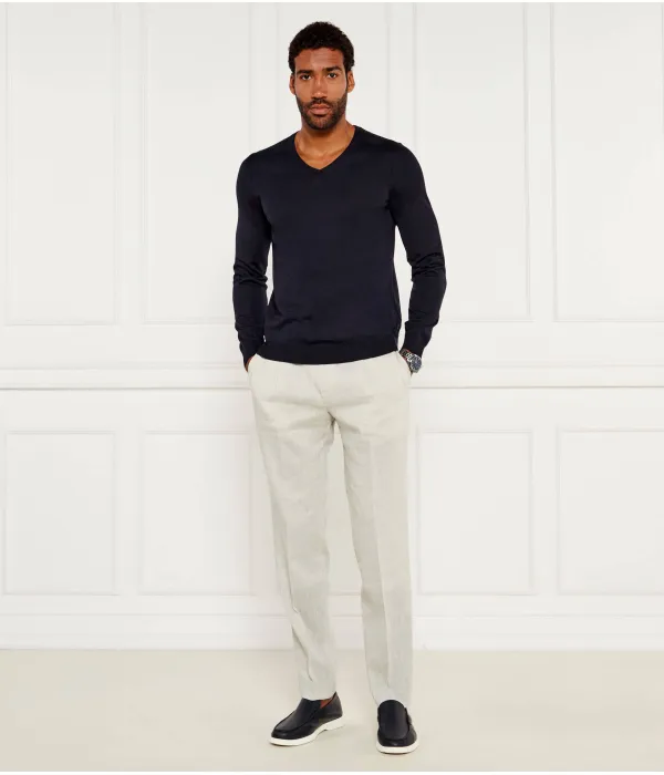 Шерстяной свитер Мельба-п Slim fit Boss, синий — фото 2