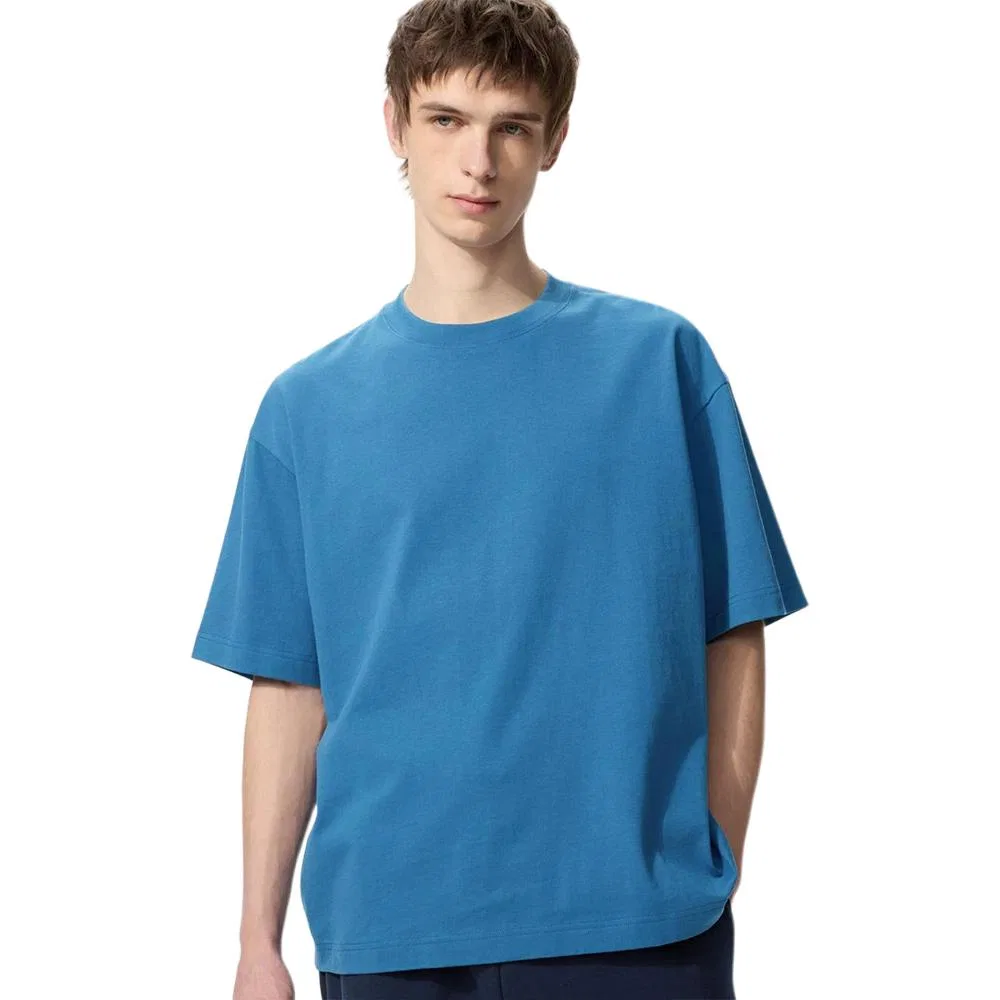 Футболка UNIQLO SS26 с круглым вырезом, морской синий — фото 3