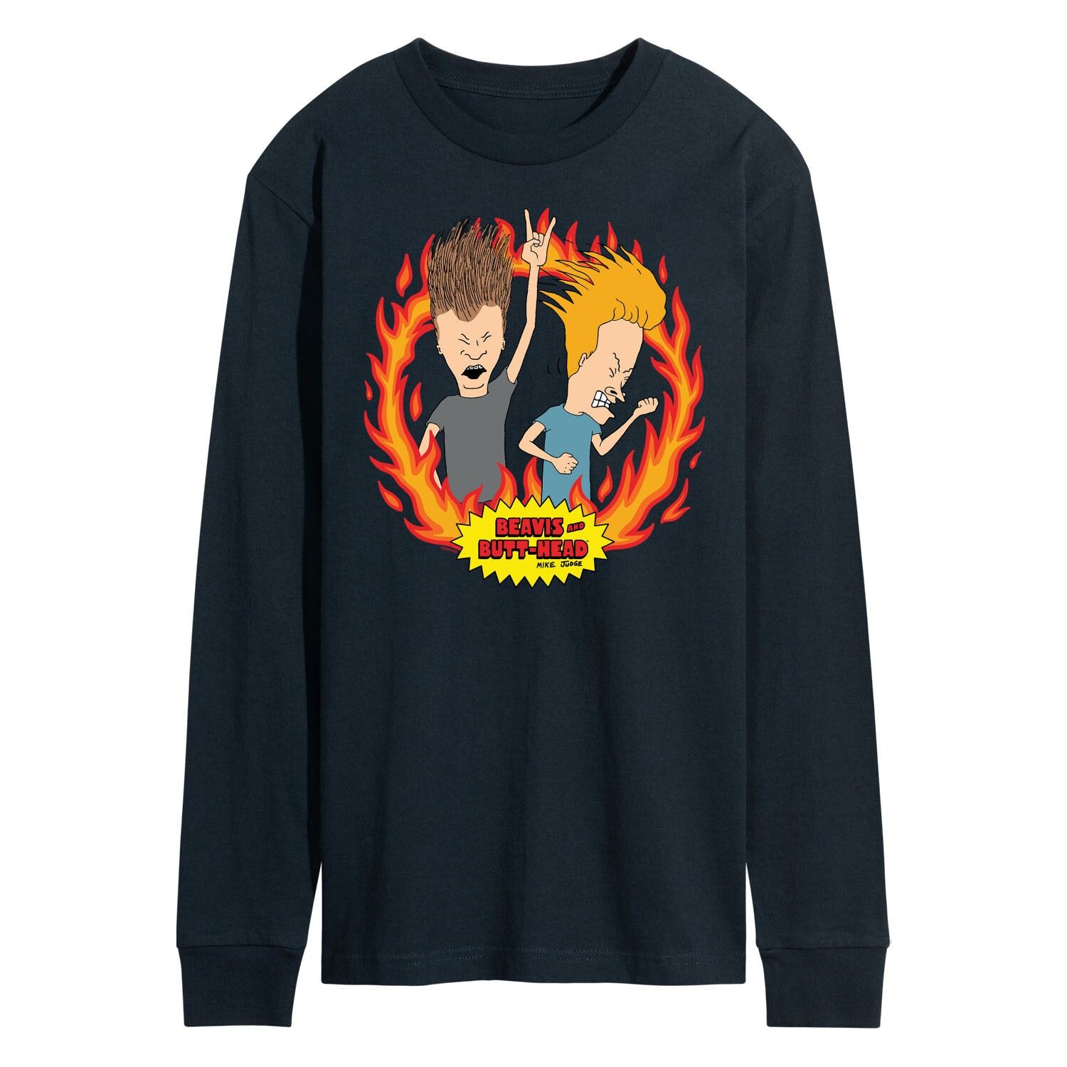

Мужская футболка с длинными рукавами Beavis And Butthead Rock Flames Licensed Character