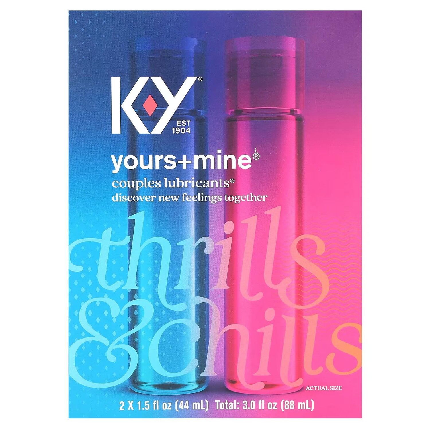 

KY, Yours+Mine, смазочные материалы для пар, 2 штуки, по 1,5 жидких унции (44 мл) каждая K-Y