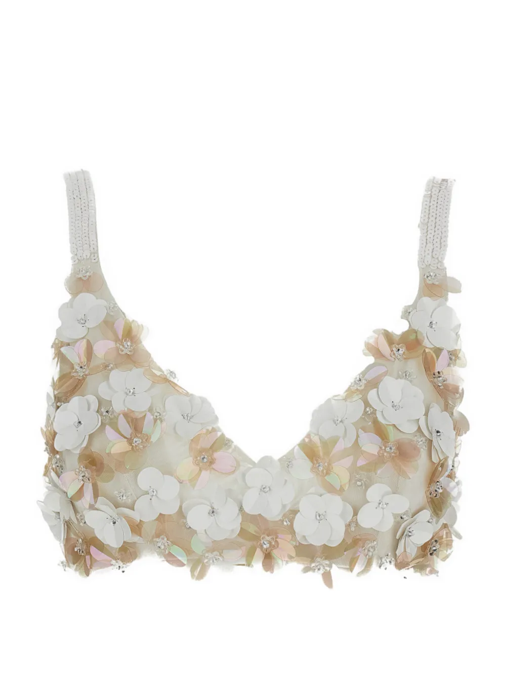 

Топ с цветочным декором и пайетками P.A.R.O.S.H., бежевый