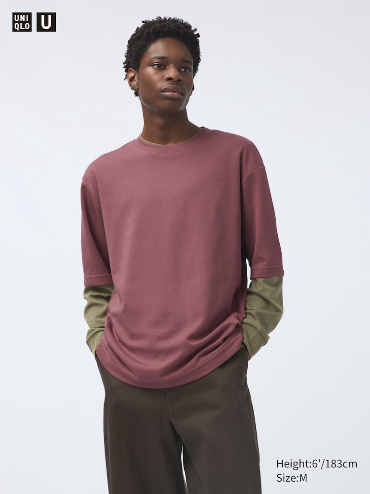 

Футболка свободного кроя Airism из хлопка с круглым вырезом Uniqlo, цвет 15 красный