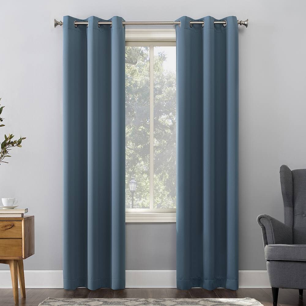 

Одинарная шторная панель Sun Zero Mercer Blackout с твердой втулкой, цвет Denim Blue