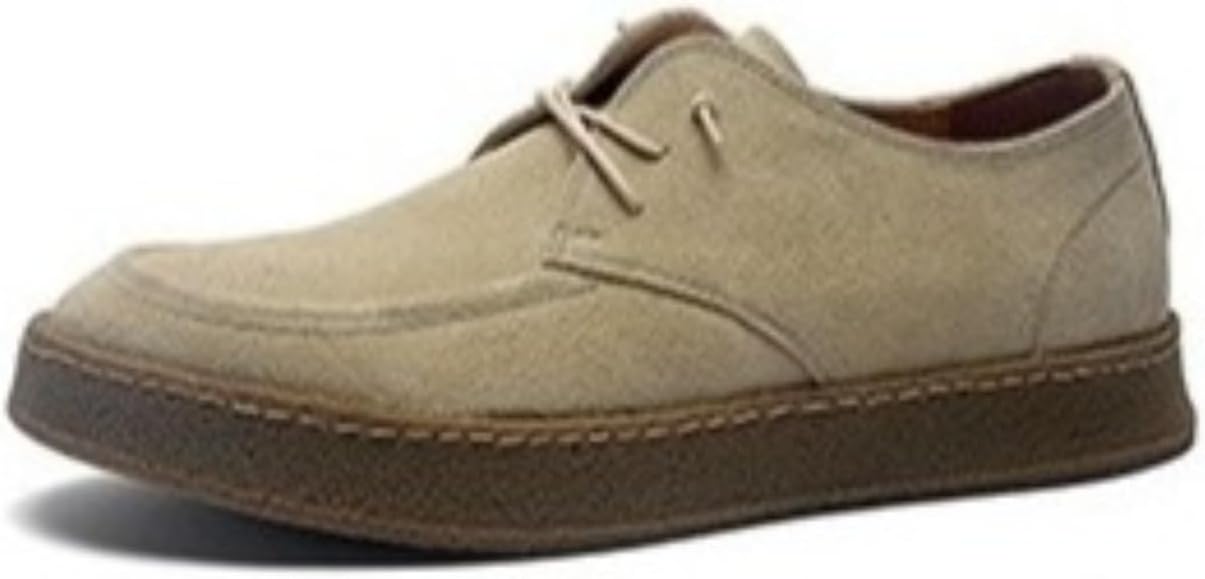 

Мужские замшевые кожаные оксфорды на шнурках с платформой, повседневные, с круглым носком, противоскользящие, мягкие, с удобной посадкой, дерби для вечеринки, офиса, банкетов, прогулок и вождения Netehadi, бежевый