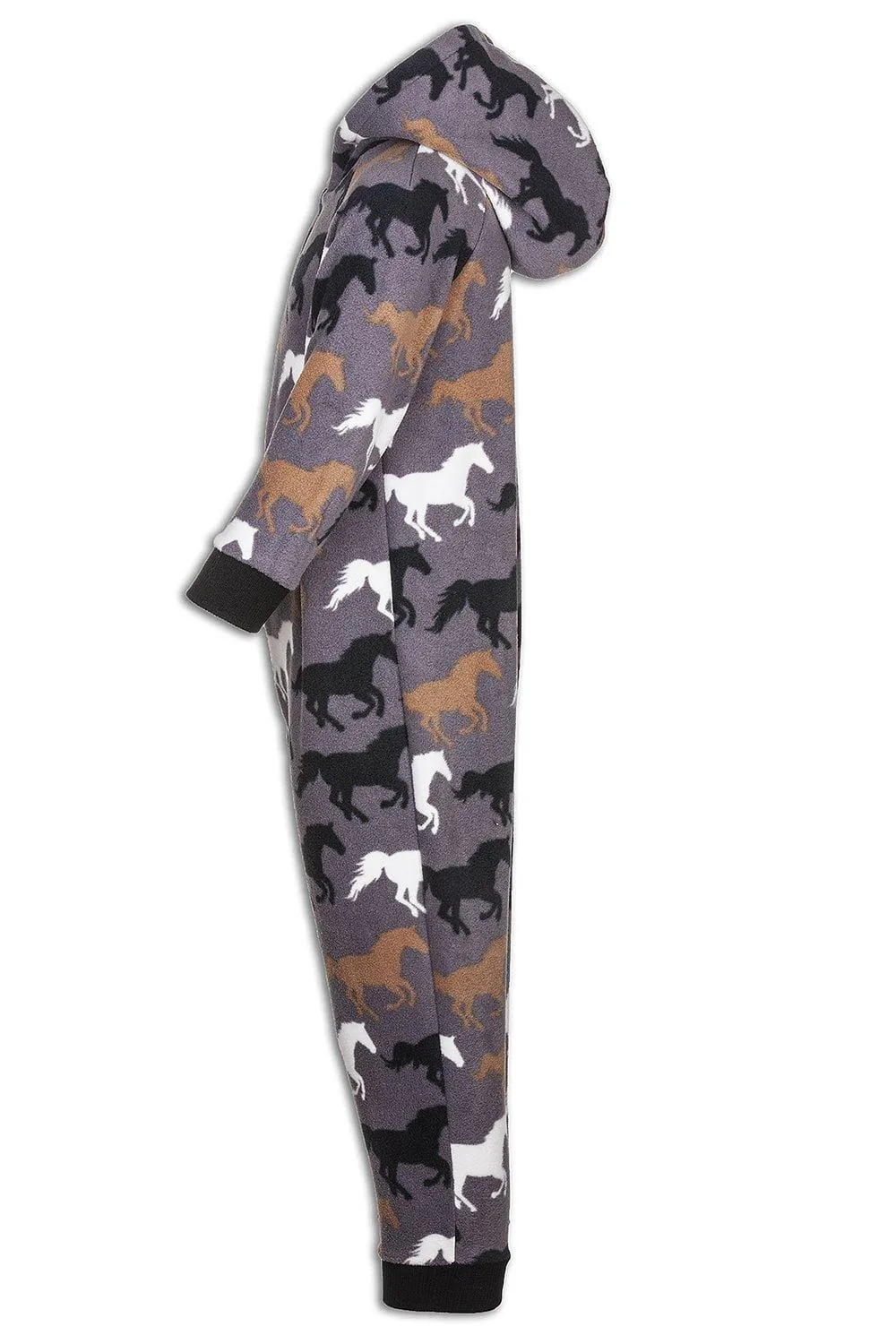 Супермягкий комбинезон с капюшоном и разноцветным принтом лошади Camille, серый — фото 2