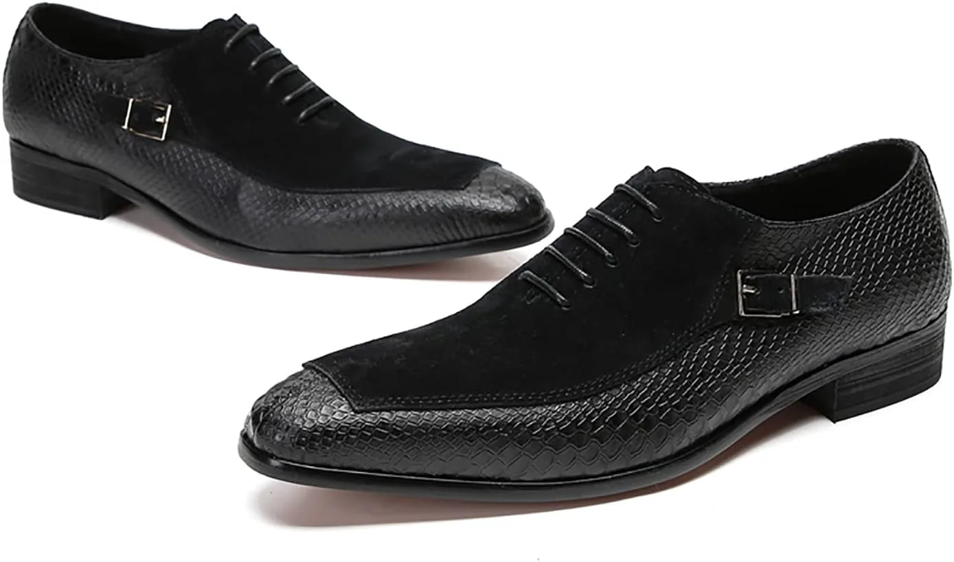 

Мужские туфли Santimon Oxfords формальные, текстура крокодила, натуральная кожа, крылатый носок, дерби, модные бизнес-кэжуал, двухцветные, удобные, для прогулок, свадьбы, смокинга, черный