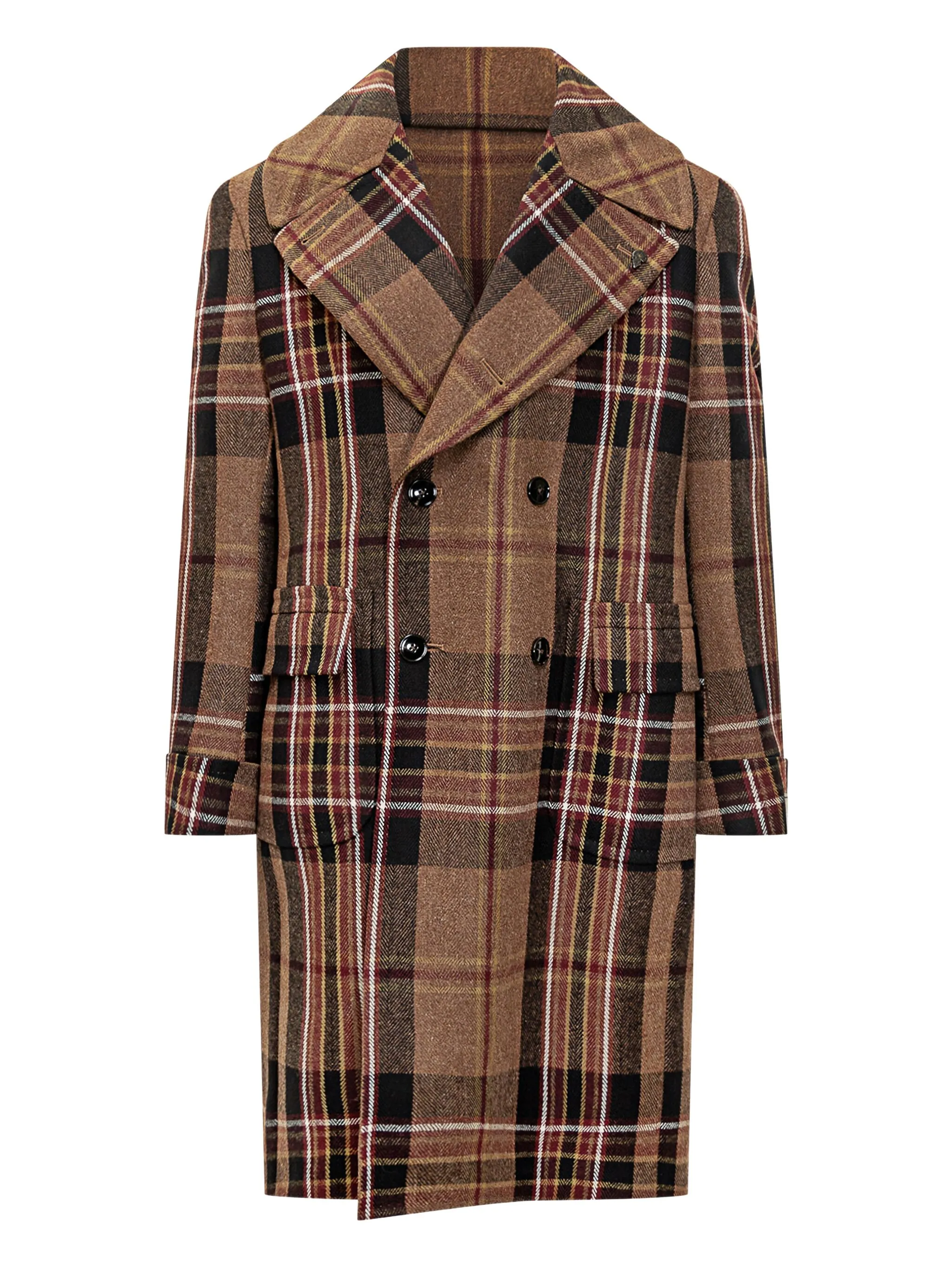 

Двубортное пальто в клетку Gabriele Pasini, коричневый
