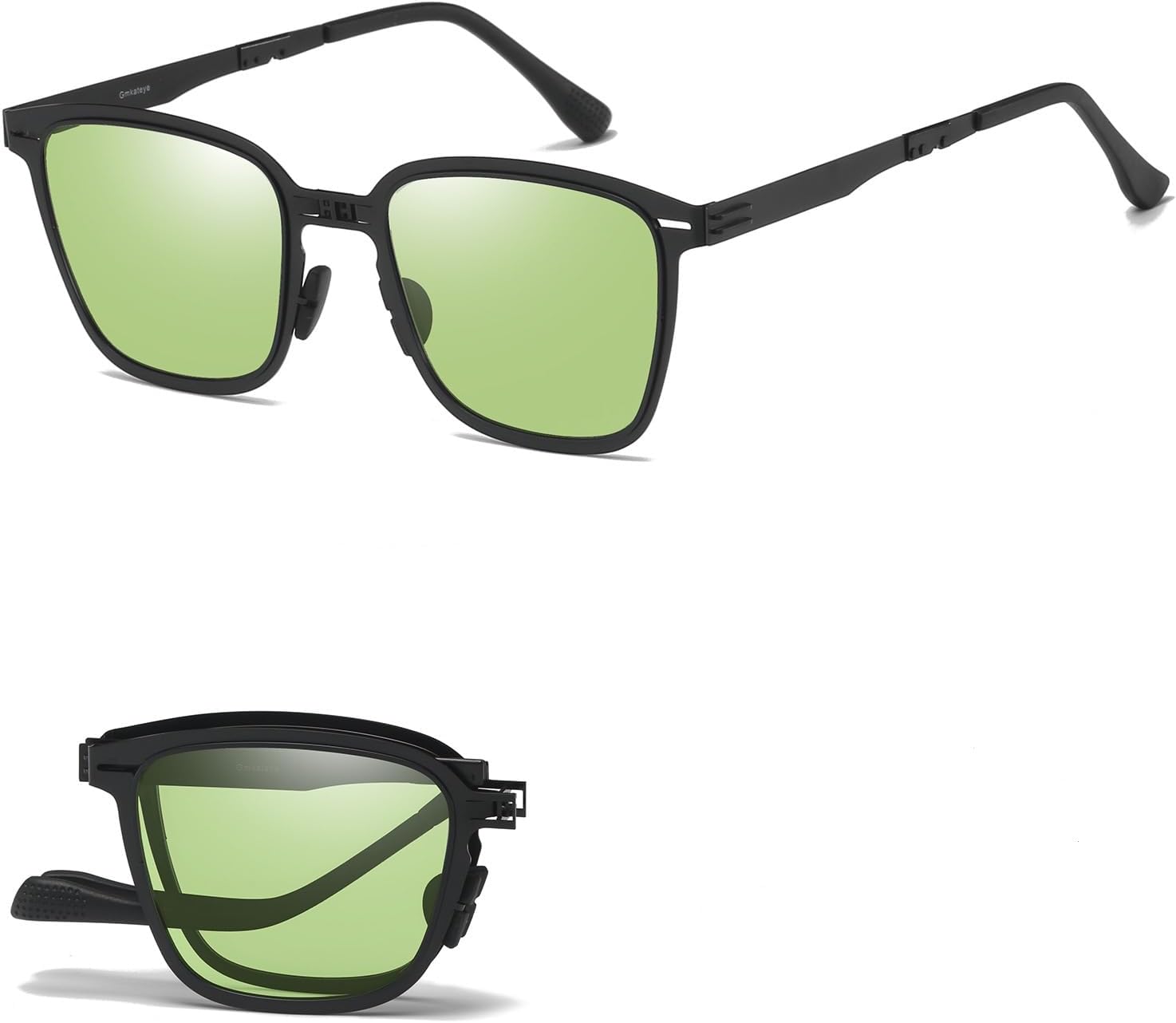 

Поляризованные складные солнцезащитные очки для женщин и мужчин, легкие складные солнцезащитные очки с металлической оправой, квадратной формы, прочные солнцезащитные очки GMKATEYE, 03 Moss Green