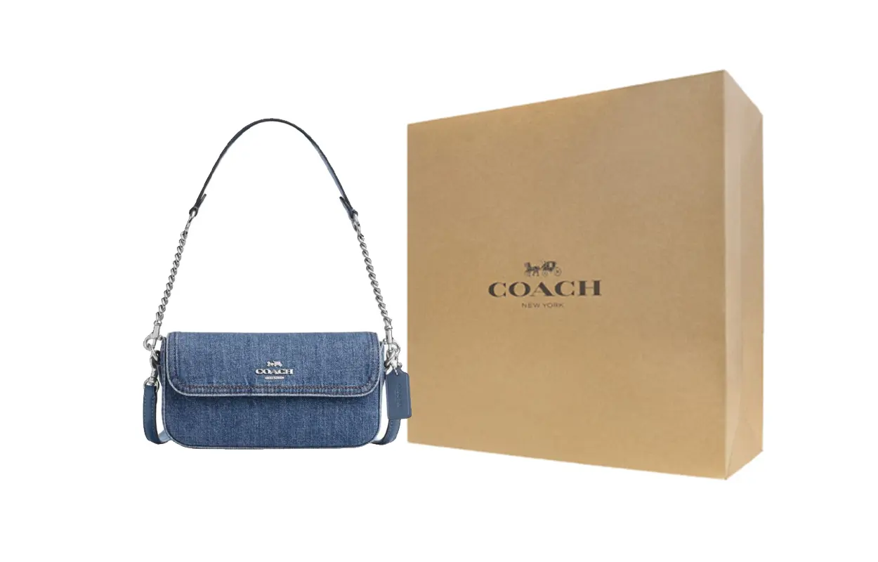 

COACH Джинсовая переносная сумка через плечо среднего размера женская в синем цвете