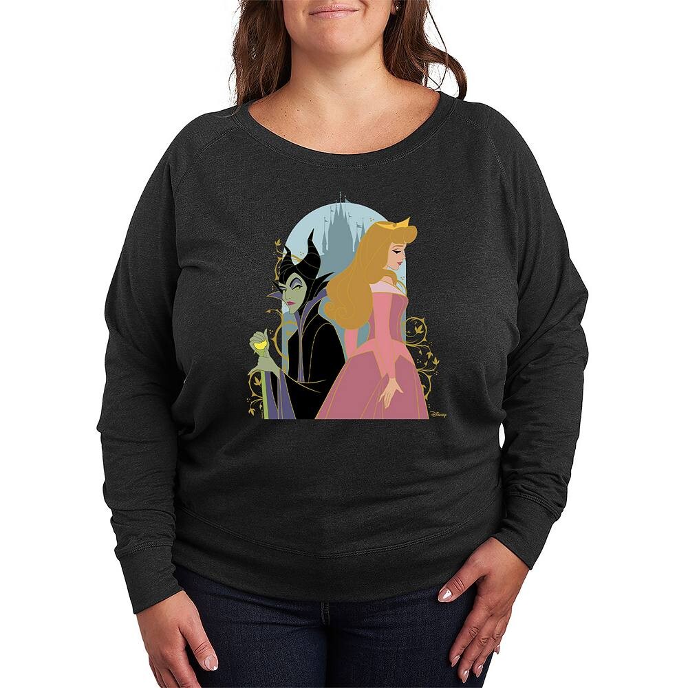 

Легкий свитшот из френч-терри большого размера Disney's Sleeping Beauty Maleficent & Aurora, цвет Heather Charcoal