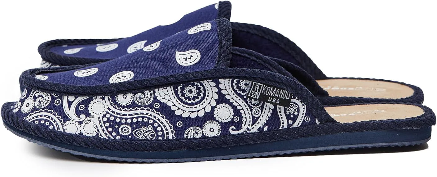 Тапочки Bandana Paisley House, домашняя обувь для комфорта Generic, темно-синий — фото 2