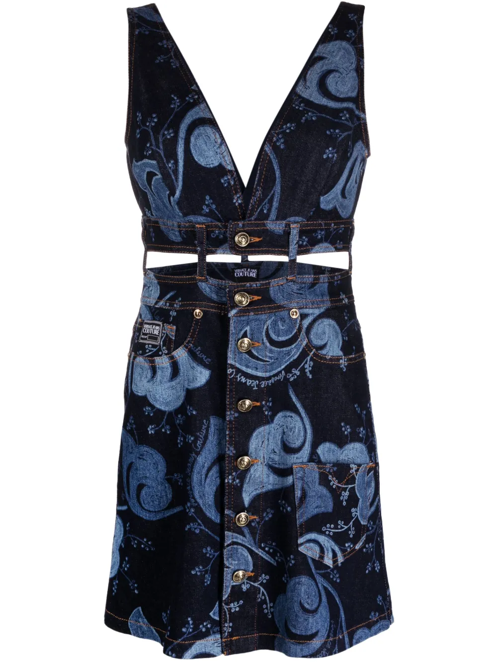 

Джинсовое платье с вырезами Versace Jeans Couture, синий