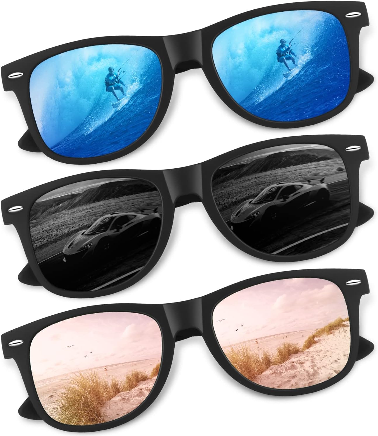 

Поляризованные солнцезащитные очки CGID Retro для мужчин и женщин, легкие, черные, с защитой от УФ-излучения UV400, для вождения, рыбалки и гольфа, 7 Black Grey/Black Blue/Black Pink