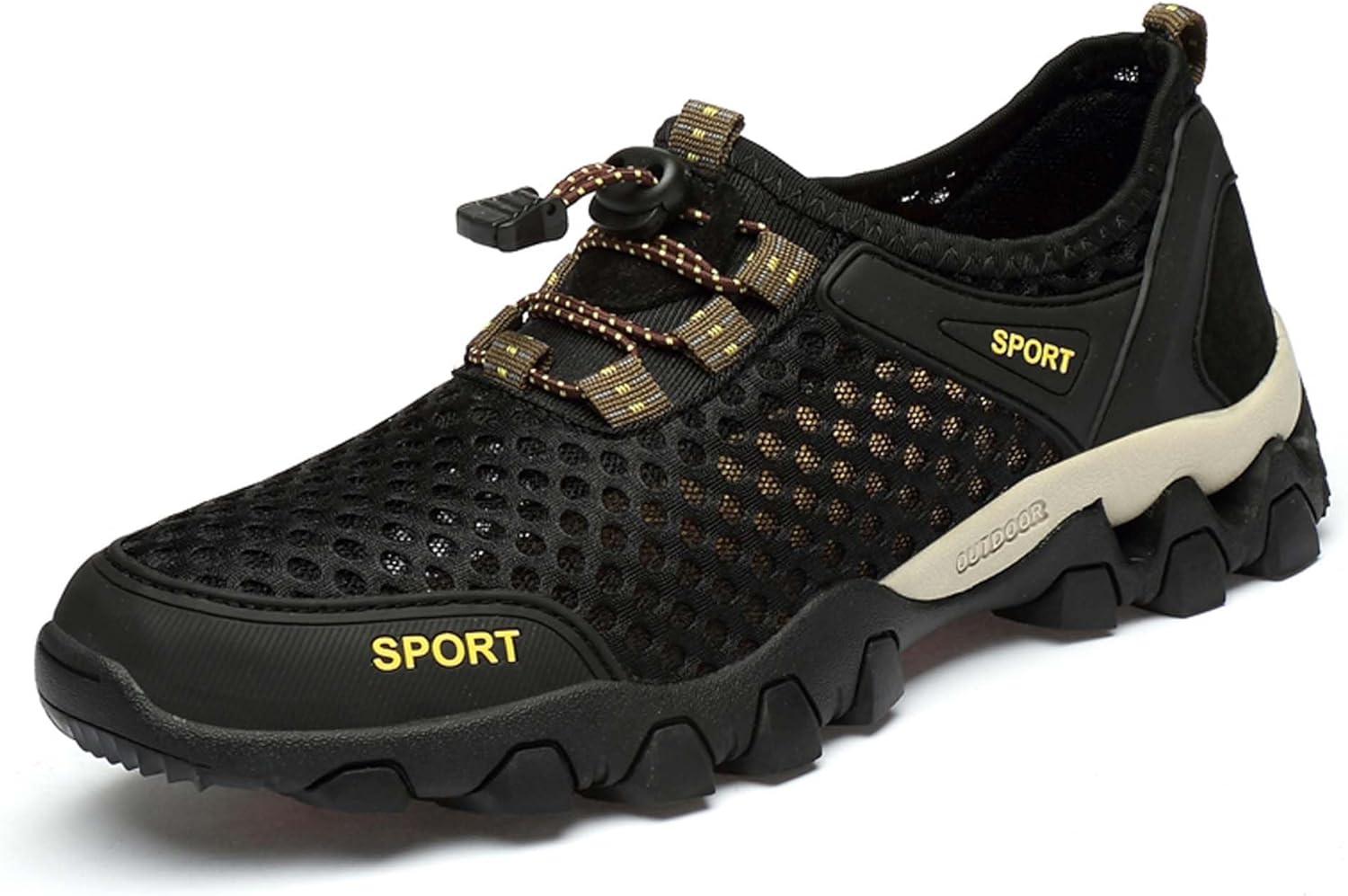 

Мужские повседневные прогулочные сандалии Нескользящие походные кроссовки для бездорожья Пляжная обувь для плавания и рыбалки Быстро сохнущие водные туфли Мужские летние сандалии Duagl, черный