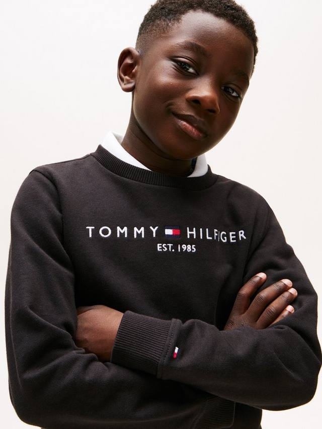 Детский базовый свитшот из органического хлопка с логотипом Tommy Hilfiger, Black — фото 3
