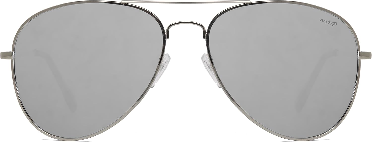 

Классические поляризованные солнцезащитные очки-авиаторы премиум-класса от NYS Collection, легкая оправа, линзы 63 мм, защита от УФ-излучения UV400, для мужчин и женщин, Silver Frame-silver Mirror Lens