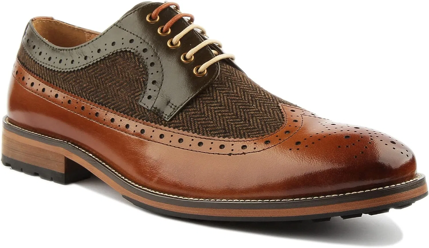 Мужские кожаные туфли-оксфорды на шнуровке JUSTINREESS ENGLAND, Brown