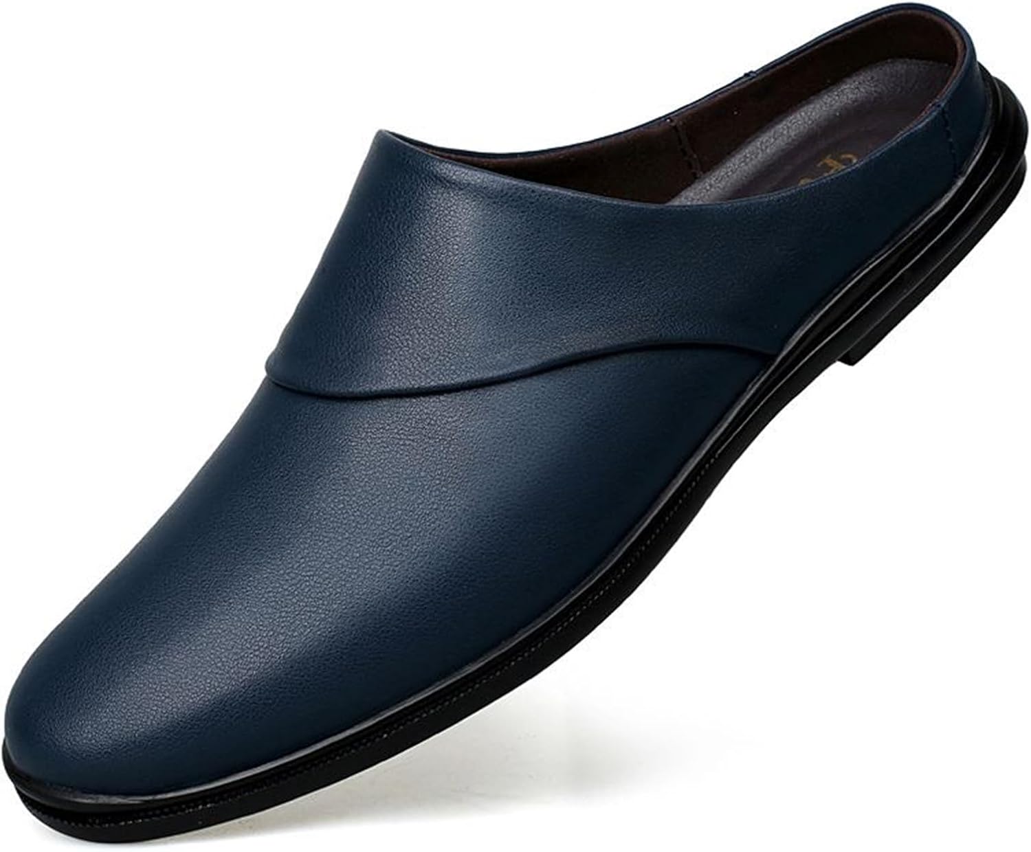 

Мужские слипоны без задника ручной работы из кожи, мягкие, дышащие, удобные, с ручной строчкой, повседневные туфли с круглым носком и противоскользящей подошвой для ежедневной носки на улице и дома Tixewsjh, синий