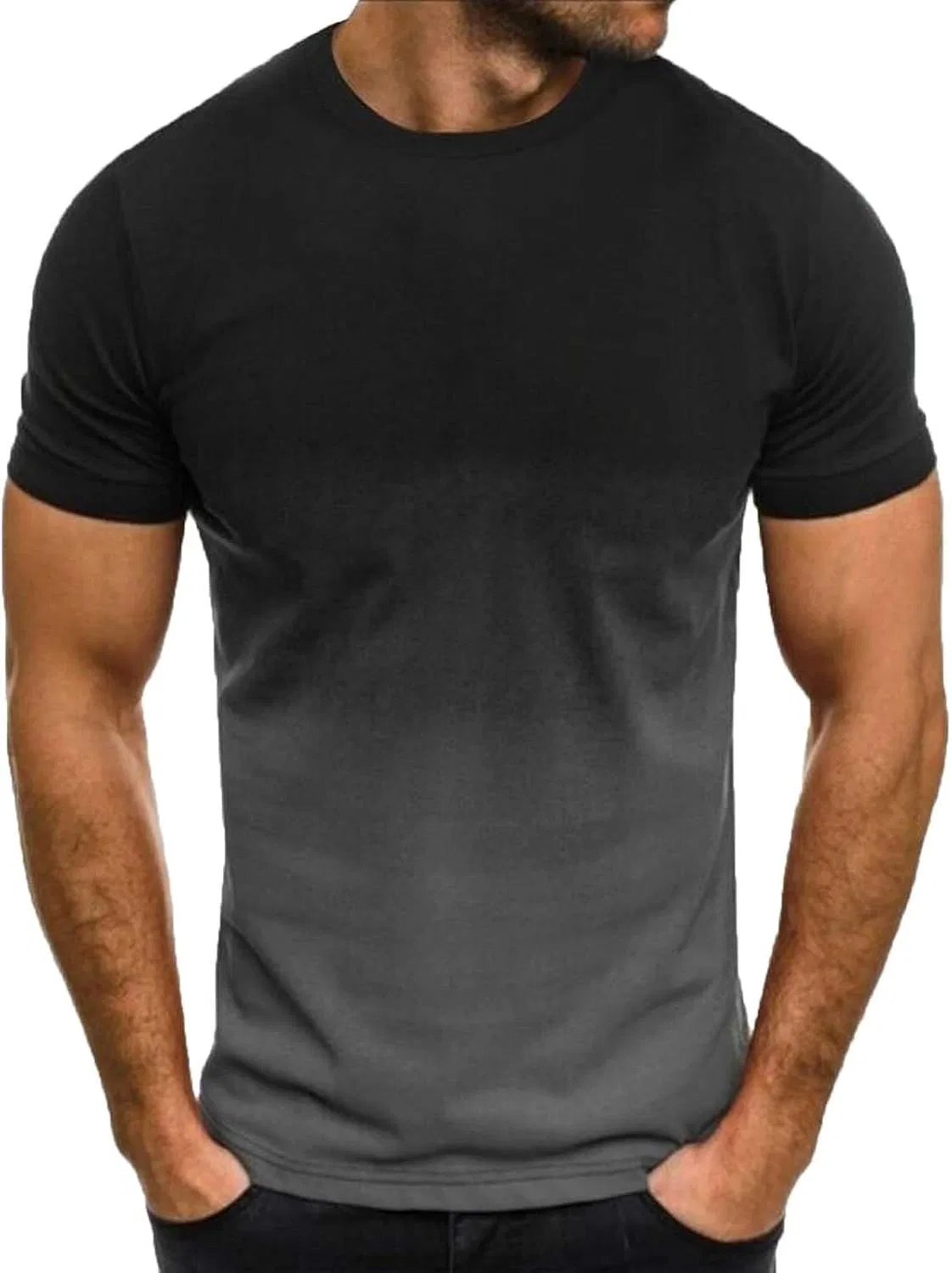 Футболка с омбре, Slim Fit, Black