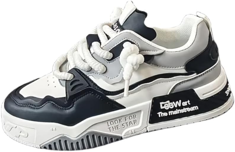 

Мужские кроссовки большого размера с толстой подошвой для скейтборда и спорта - повседневная модель на шнуровке Fusecottc, черный