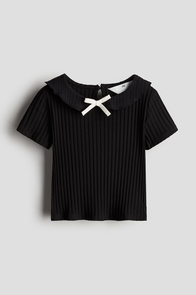

Топ с воротником в рубчик H&M, черный