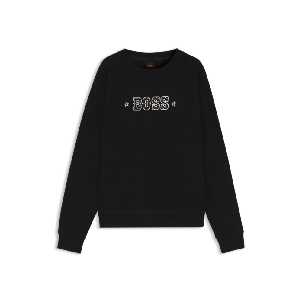 

Хлопковый махровый свитшот с логотипом BOSS, черный