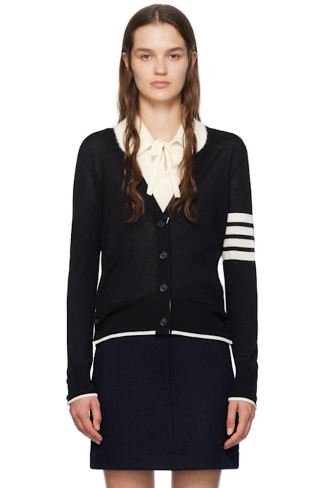 

Черный кардиган с 4 полосками Thom Browne