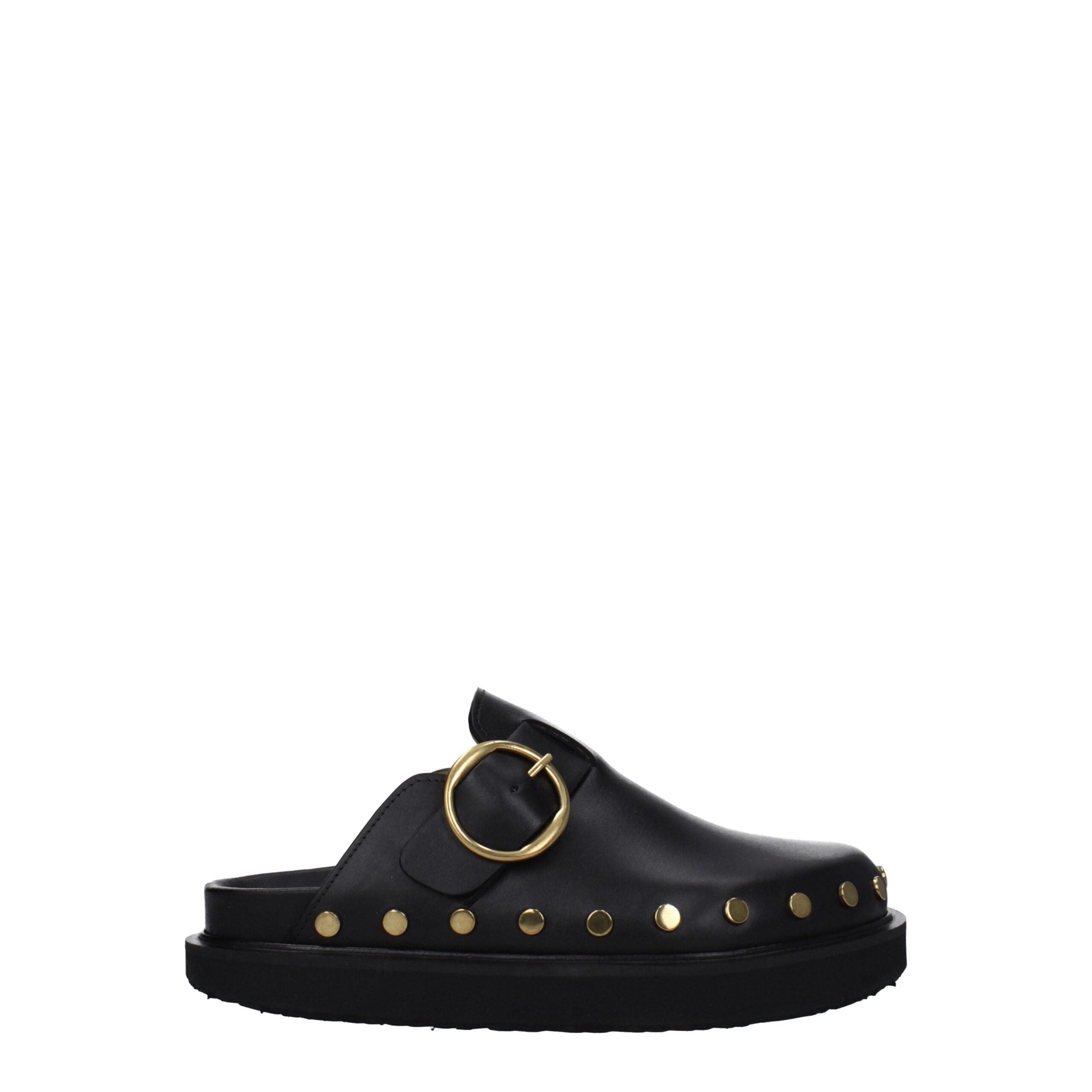 Isabel Marant Кожаные женские тапочки, черный
