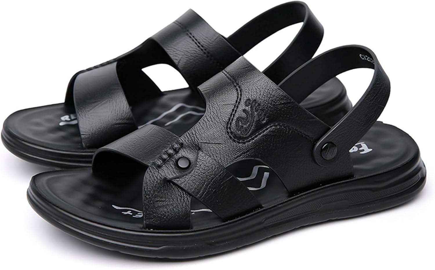 

Мужские сандалии для улицы и дома, пляжные, повседневные, кожаные, с легкой застежкой, подходят для спорта, мягкие Abborora, черный