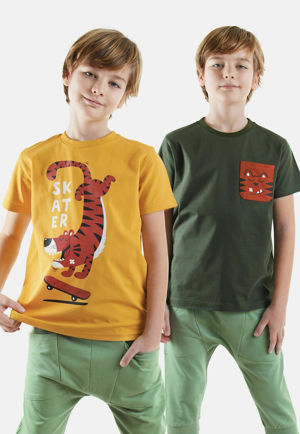 

Футболка с принтом 2 PACK Denokids, горчичный