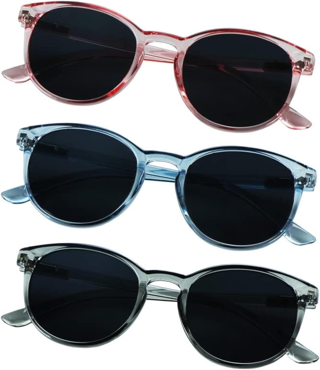 

Солнцезащитные очки YEIN, комплект из 3 пар, для мужчин и женщин, с защитой от УФ-излучения, винтажная квадратная полноразмерная оправа, Muse_clear Pink+clear Blue+clear Gray