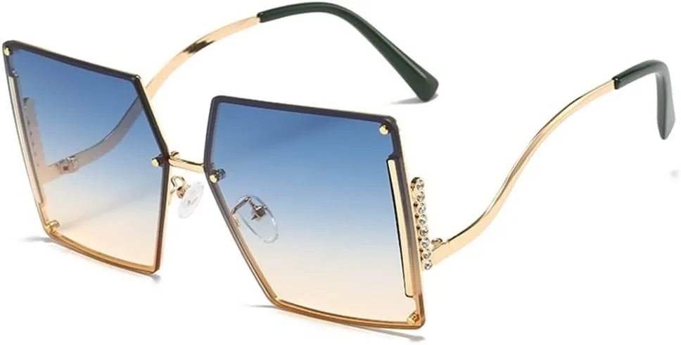 

Модные солнцезащитные очки без оправы для женщин, винтажные солнцезащитные очки с бриллиантами, разноцветные, защита от УФ-излучения UV400 KTUCN, Blue2730