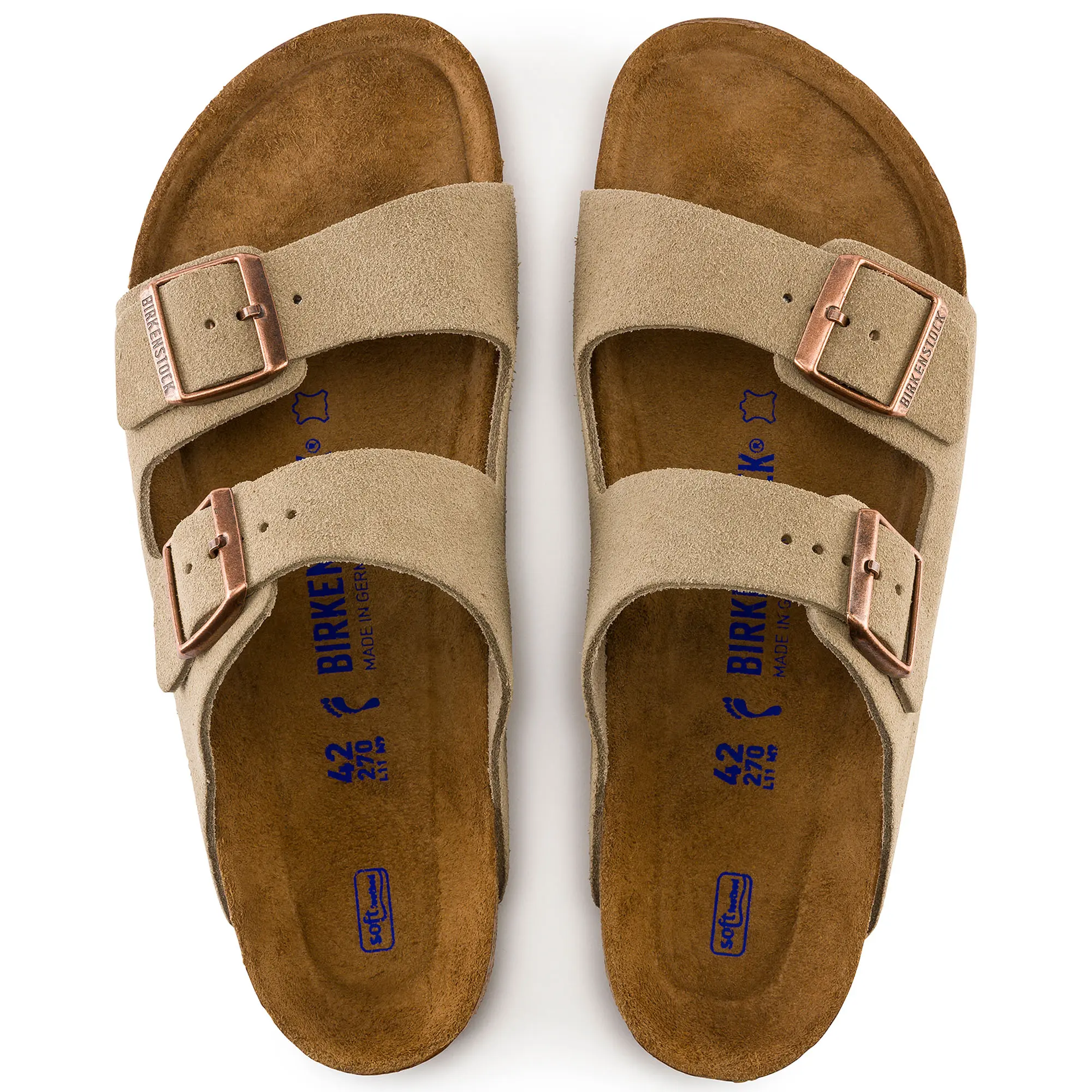 Мужские повседневные сандалии Arizona из замши с мягкой стелькой Birkenstock, Taupe — фото 2