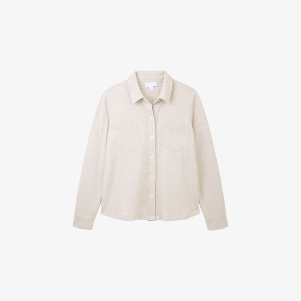 

Рубашка The White Company с накладными карманами и текстурой под замшу, белый