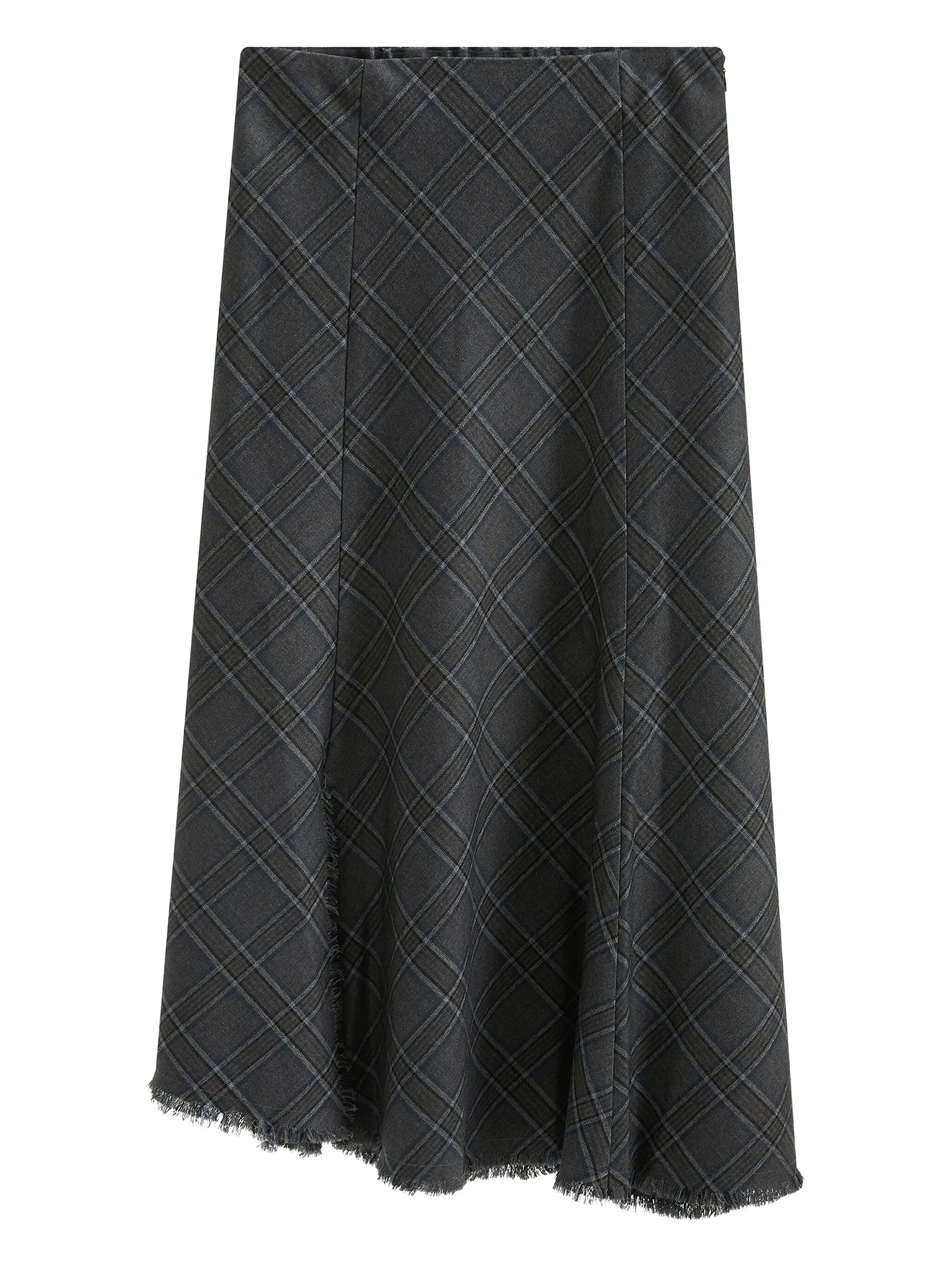 

Клетчатая юбка асимметричного кроя с бахромой B+Ab, серый
